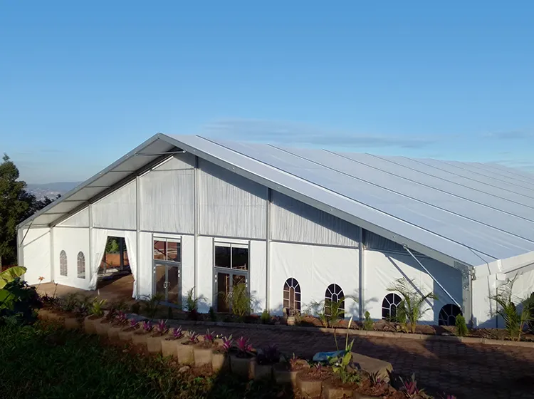 Standard marquee tent with white fabric roof
