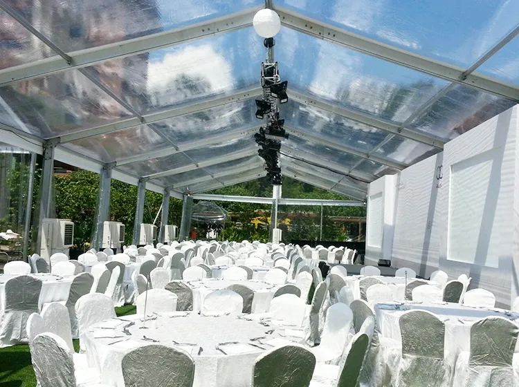 Transparent tent interior